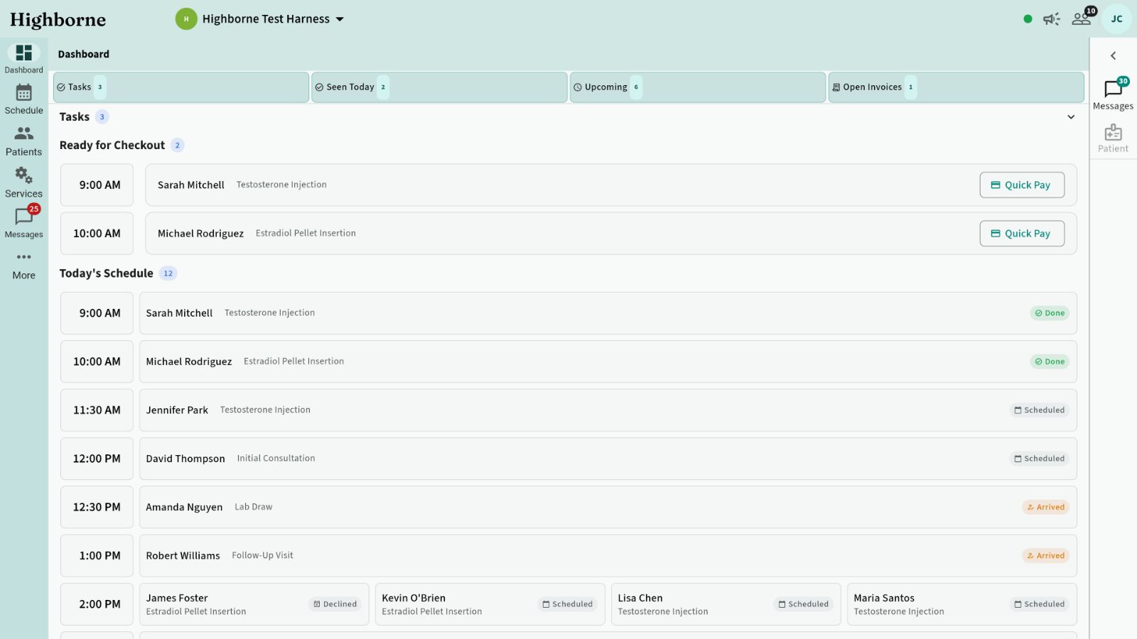The dashboard at spacious density and large text