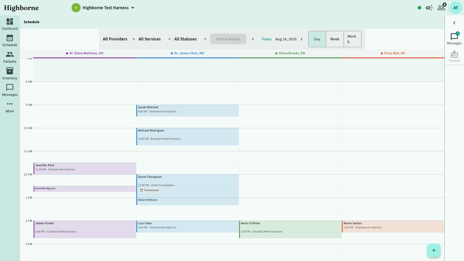Schedule at spacious density and large text