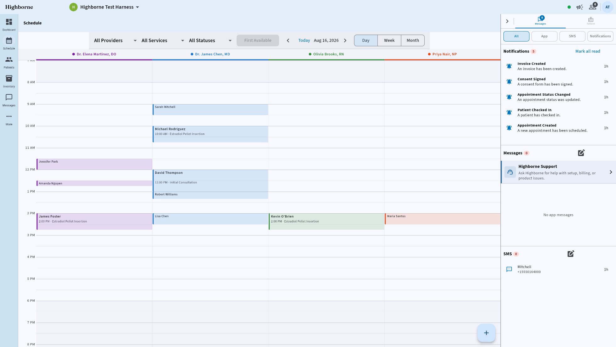 Highborne schedule with the Patient rail open